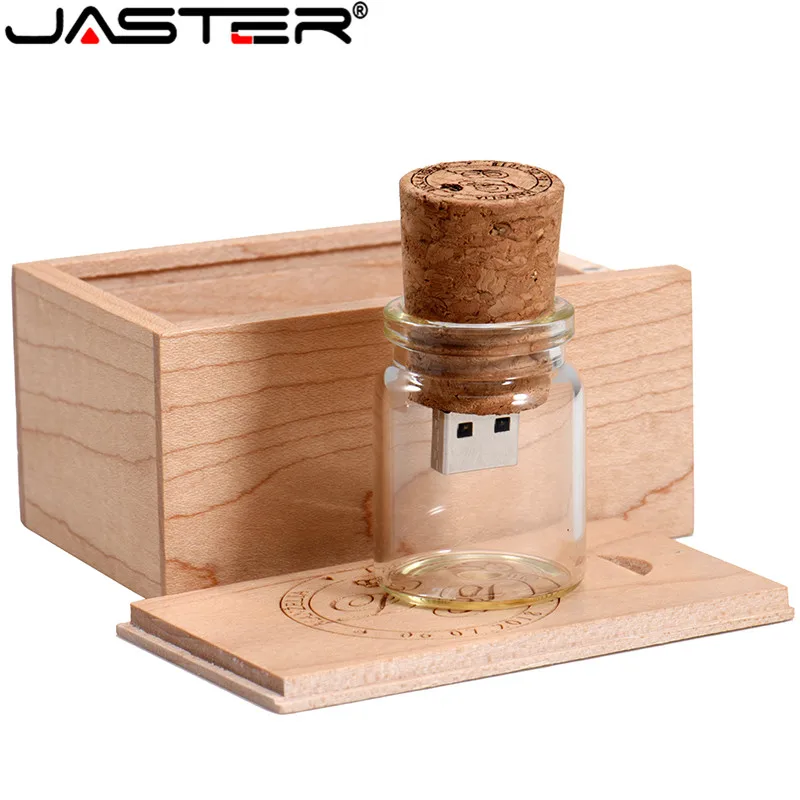 Флэш накопитель JASTER USB со стеклянным дрифтом и пробковым логотипом на заказ 4 ГБ 8