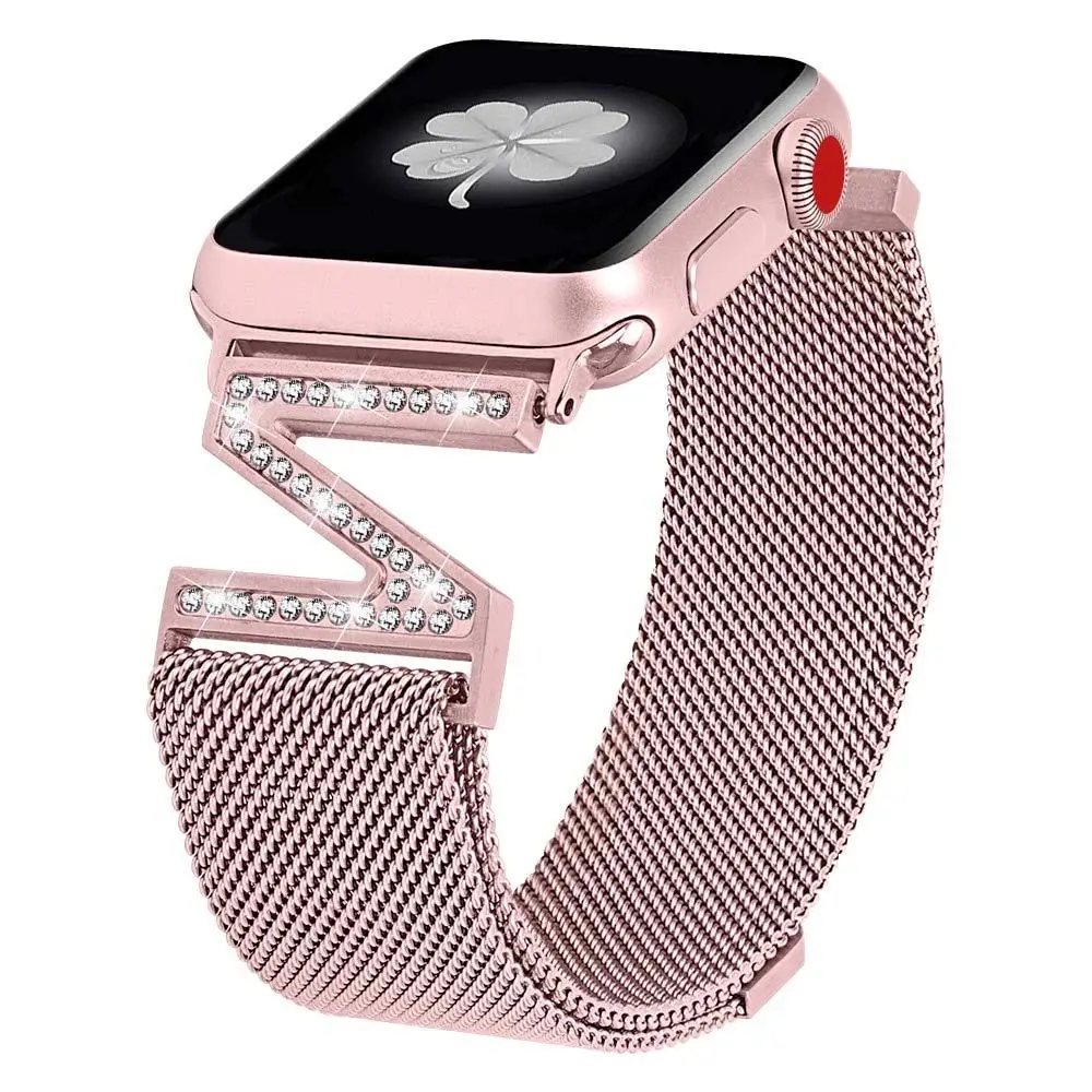 Ремень ремешок для часов, Миланская петля, алмаз для наручных часов Apple Watch 38 мм, 40 мм, 42 мм, 40 мм 44 наручных часов iwatch серии 5/4/3/2/1 Нержавеющая сталь ремень новинки для женщин