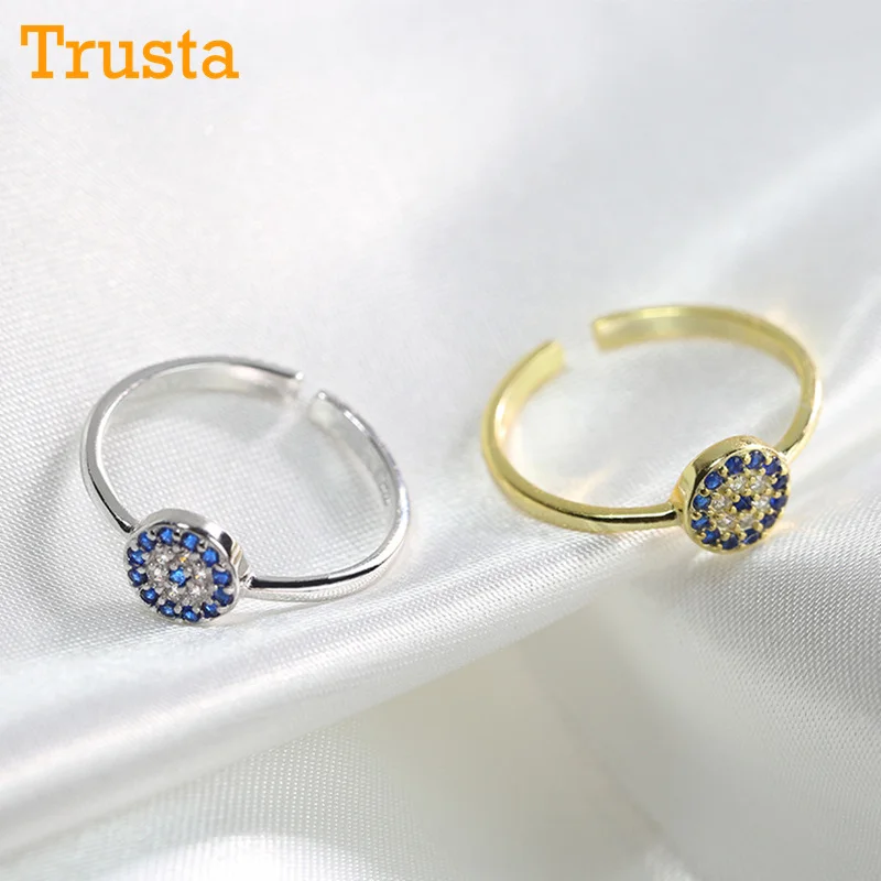 Trusta натуральная 925 пробы серебро 6 мм X 6 мм голубые глаза прозрачный кубический циркон кристалл серьги гвоздики для женщин серебряные ювелирные изделия DS969