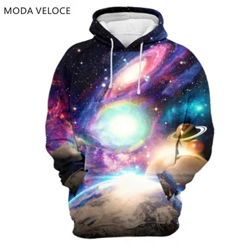 

MODAVELOCE Universe Hoodie Polyester With Wool Anime Clothes Men Anime's Sweatshirt Men Color Patchwork