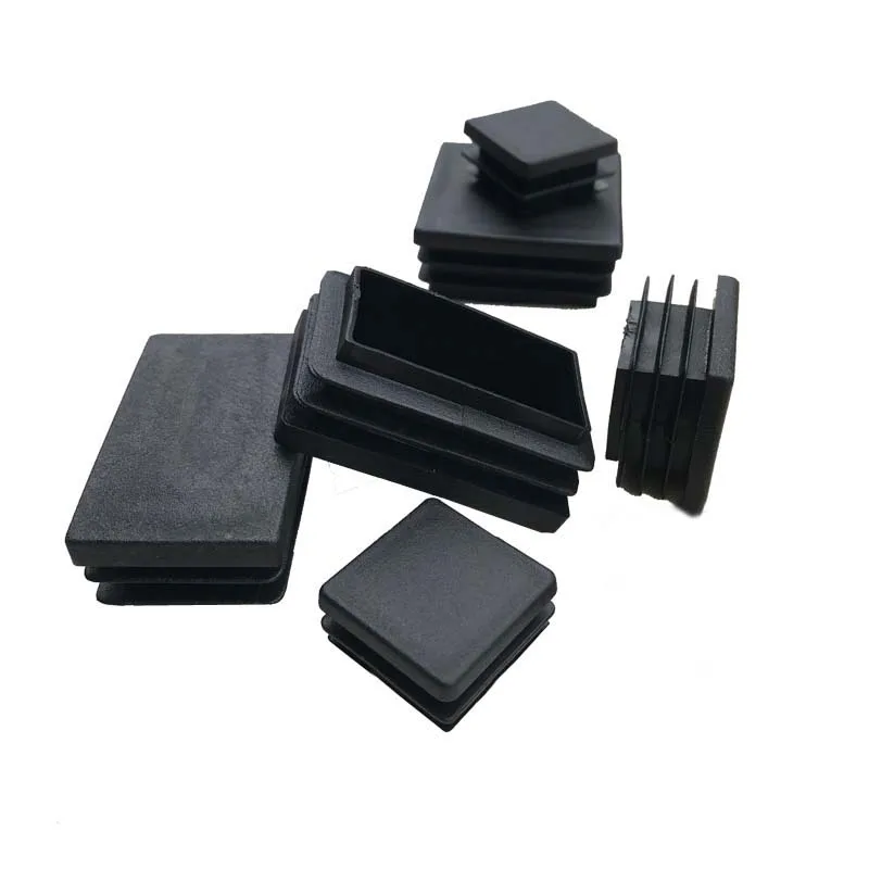 2/4/10PCS Square Rectangle Plastic Black Blanking End Cap Caps Tube Pipe Insert Plug Bung DIY Tools 10x10mm ~ 120x120mm