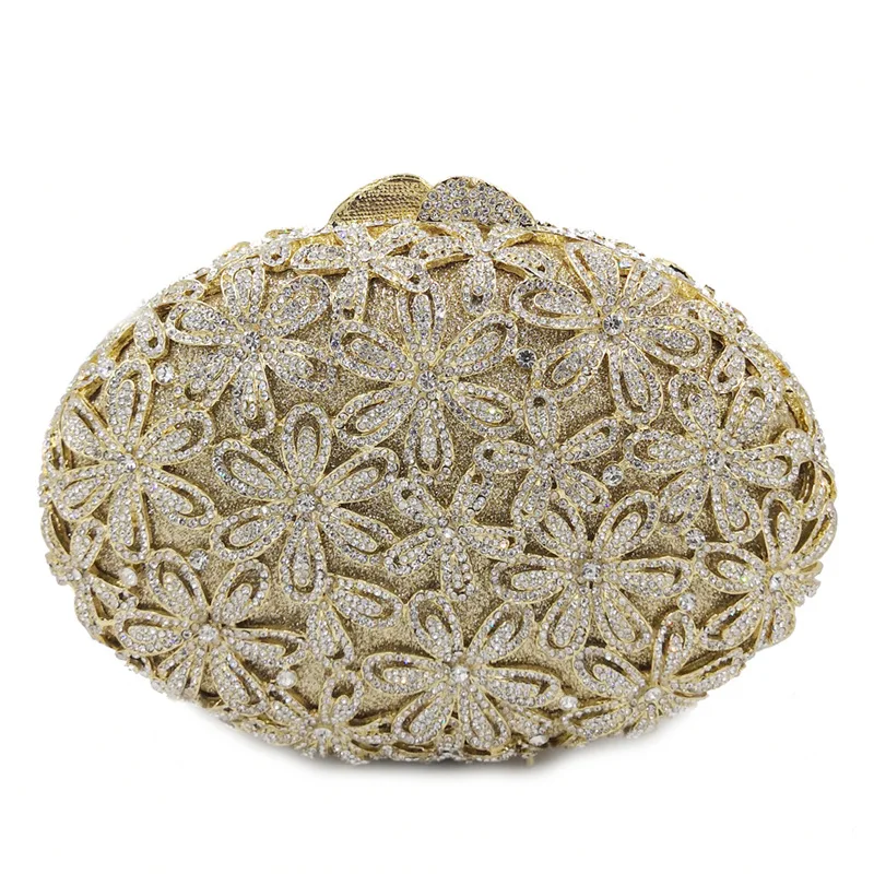 yellow Diamond Rhinestone wallet handbag Women's Floral Evening Bag Wedding Party Bridal Crystal Flower Clutch Purse Handbags