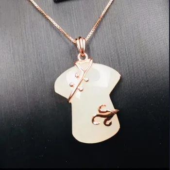 

Natural Chinese HeTian 925 Silver White Jade Ancient Chinese Cheongsam Pendant Necklace For Women Charm Jewelry Xmas Gift