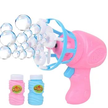 

Summer Magic Bubble Blower Machine For Children Funny Electric Automatic Bubble Maker Gun With Mini Fan Kids Outdoor Toys #BL5