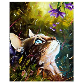 

DIY Diamond Painting Cute Cat Diamond Embroidery Cross Stitch Rhinestone Digital Wall Sticker Home Decor