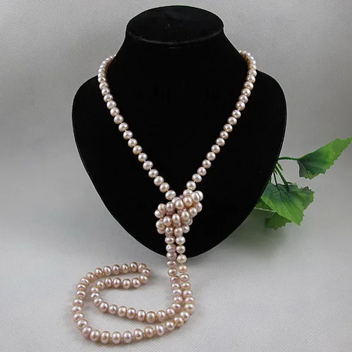 

New Arrival Terisa Pearl Jewelry AA 8-9MM Lavender Freshwater Pearl Necklace 120cm Long Jewelry Fashion Birthday Party Women Gif