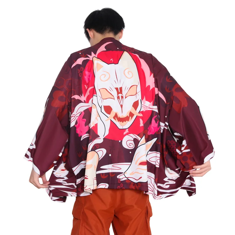 Black Kimono Cardigan Women Men Japanese Obi Male Yukata Men's Haori Japanese Wave Carp Print Coat Traditional Japan Clothes New
