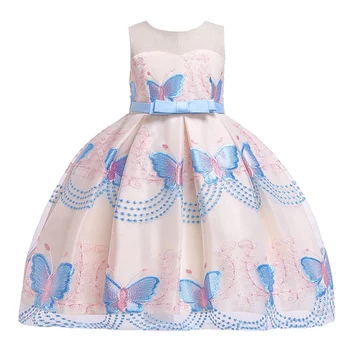 

2019 new sweet princess dress children's baby dress host stage dress girl butterfly embroidery Party wedding dress