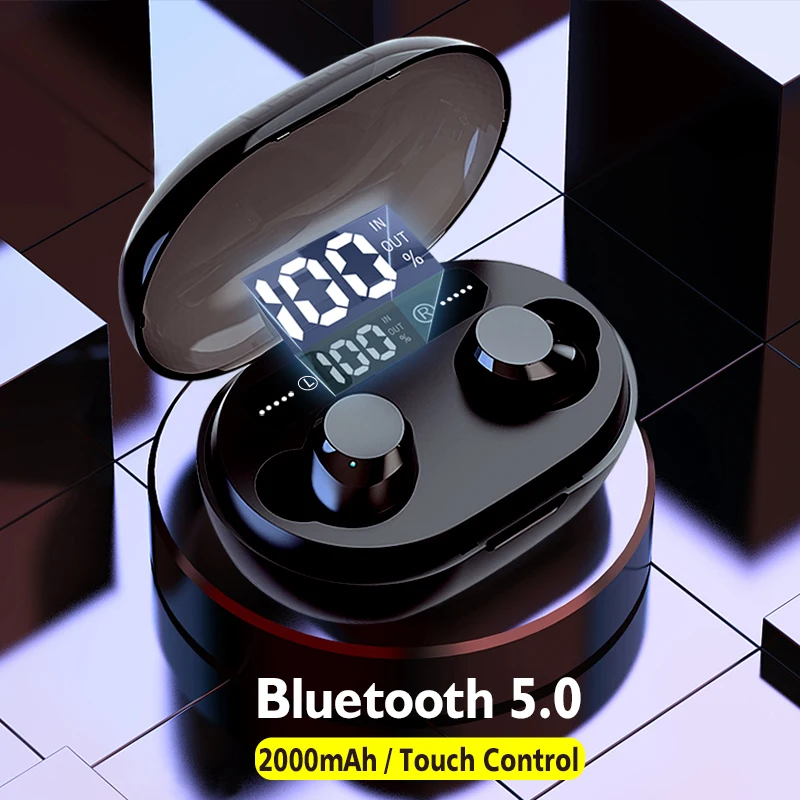 

C8S TWS Bluetooth Wireless Earphone Touch Control Earbuds with 2000mAh LED Power Display Power bank for phone