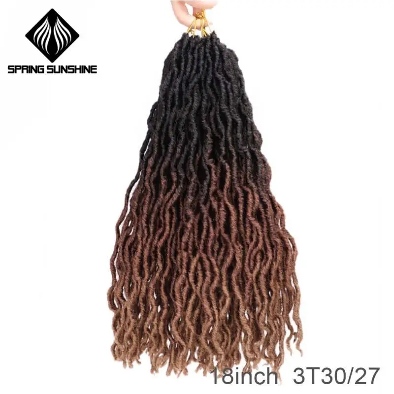 NC/4HL Весна солнце 12 18 дюймов Nu Locs Ombre Faux Locs Curly плетение волос Синтетические крючком косы волос - Цвет: NC/4HL