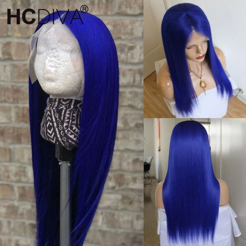 Blue Wig 13*4 Lace Front Wig 150% Straight Colored Human Hair Wig Blonde 613 Lace Wig Brazilian Remy Colorful Wig Pre Plucked