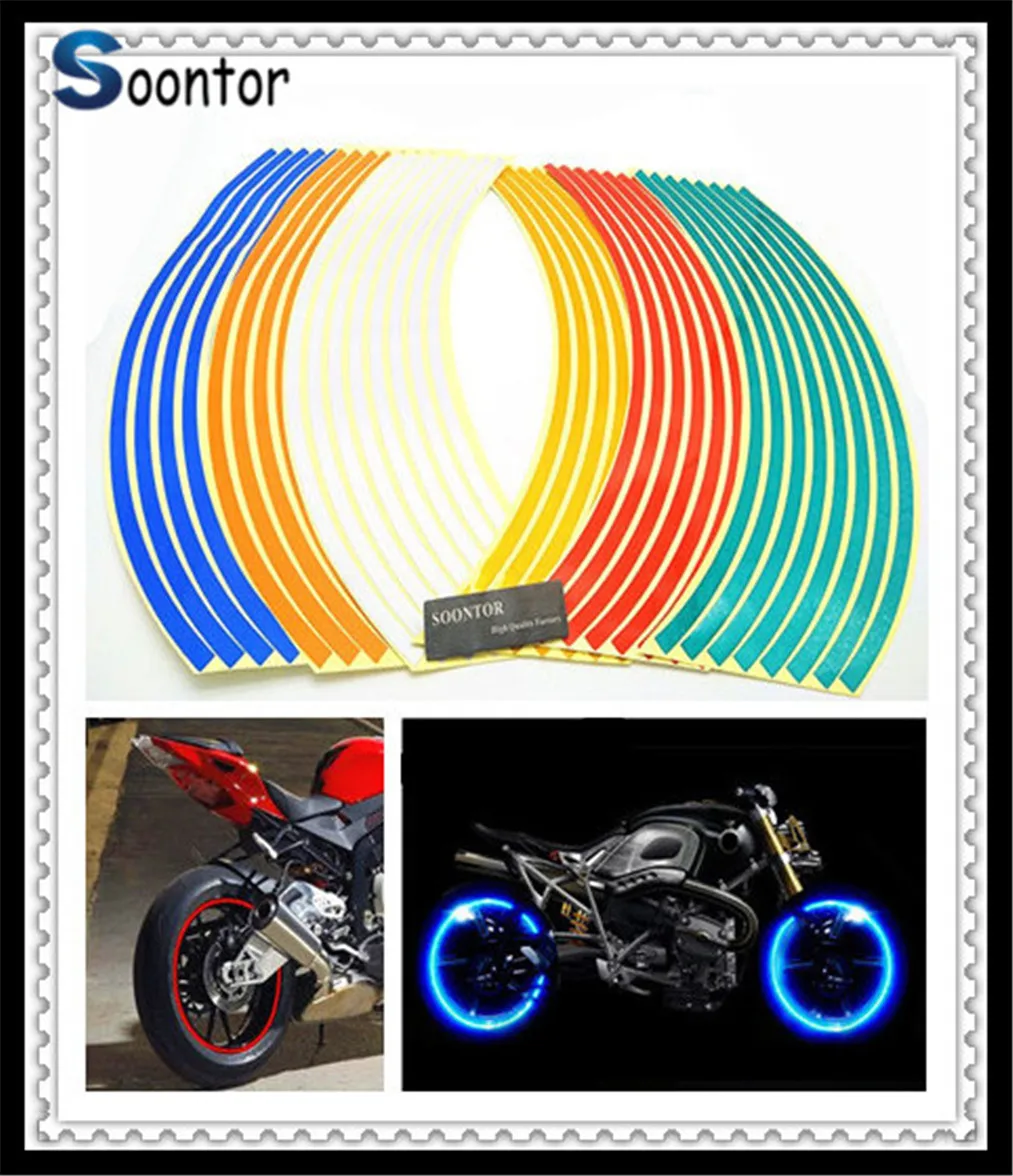 

2019 Strip Motorcycle motorcross Wheel Sticker Reflective Decal Rim Tape for Kawasaki ZX9R ZXR400 SUZUKI SFV650 GLADIUS SV650
