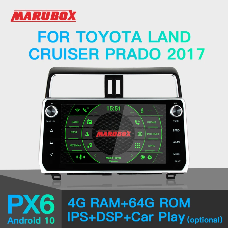 Marubox-reproductor Multimedia con GPS para coche, Radio con DSP, Bluetooth, Wifi, para Toyota Land Cruiser Prado 2017 +, KD1007