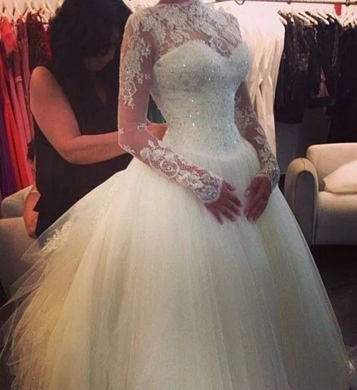 Vestido De Noiva кружевное бальное платье с высоким воротником и длинным рукавом для невесты Robe De Mariage Casamento платья для матери невесты