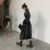 Lautaro Long oversize leather trench coat for women long sleeve lapel loose fit Осень Стильная черная женская одежда уличная одежда