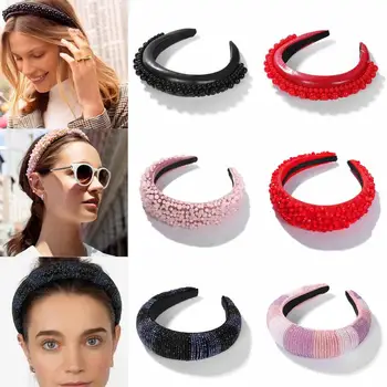 

Ladyfirsy Cute Bead BA Hairbands for Women Ins Trendy Charm Girls Wedding Party Statement Leather Luxury Heaband Accessories