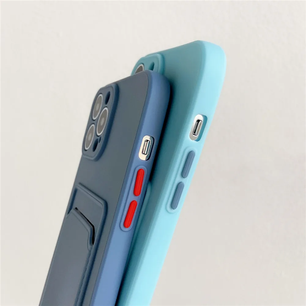 Kartensteckplatz-Taschenhalter-Telefonhülle für iPhone 15 14 13 12 11 Pro Max Mini XS XR 7 8 Plus SE 2022 TPU-Geldbörse weich stoßfest_voghion.com