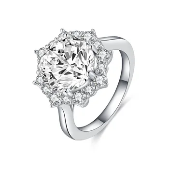 

LESF Rings For Women Flower shape 3 Carat Solitaire Wedding Rings 925 Silver Round Cut Zirconia Engage Rings Engagement