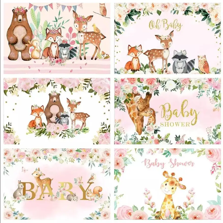 Cartoon Deer Squirrel Photography Backgrounds Newborn Birthday Party Decor Photo Booth Studio Prop | Дом и сад