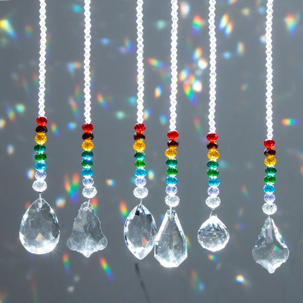 H& D 6 шт. хрустальный шар призмы Suncatcher коллекция радуги чакра Круглый бисер кулон окно висячие орнамент домашний Свадебный декор