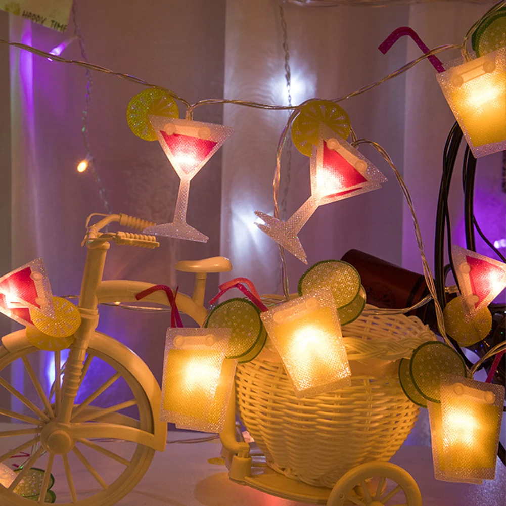 Atmosphere Decoration PVC Bedroom Home Portable Bar Wine Glass Shaped String Lamp Gift Hotel Battery Powered Party Wedding