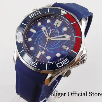 

Blue BLIGER Mechanical Men Watch Sapphire Glass MIYOTA Movement Date Indicator Rubber Band