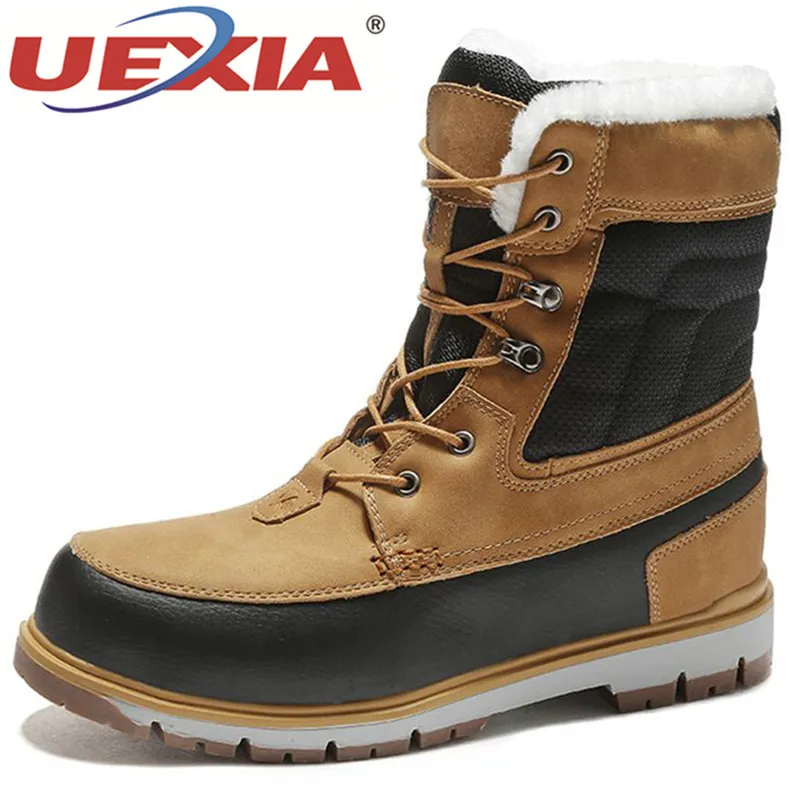 

UEXIA Outdoor Winter With Fur Snow Boots For Men Sneakers Male Shoes Adult Casual Quality Ankle -30 Degree Celsius Warm Footwear