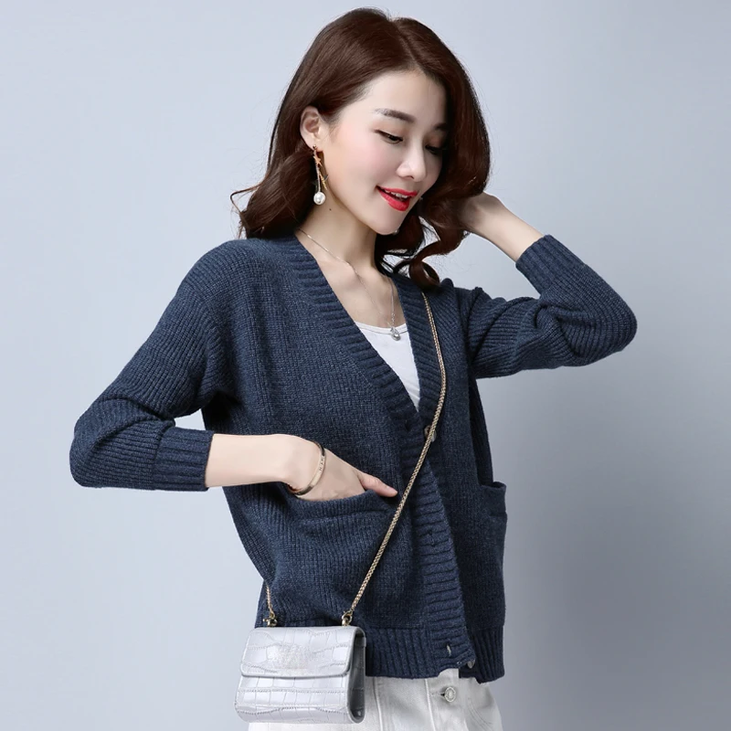 ^*Best Offers 2019 Autumn fashion Loose Thick Sweater Cardigans women Winter new Casual V-Neck Knitted Sweaters Coats women