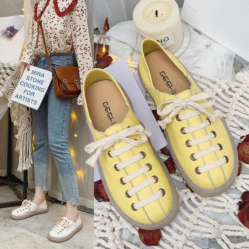 

WOMEN'S Shoes 2019 Summer New Style Korean-style Flat Versatile Online Celebrity Lace-up Peas Shoes Women's Casual Slip-on INS