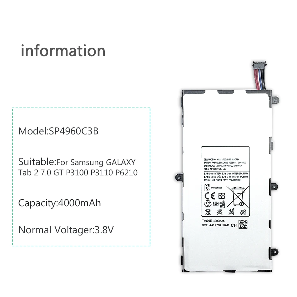 1x4000 мА/ч, T4000E Замена Батарея для Samsung Galaxy Tab Tablet 3 7,0 T211 T210 T215 T210R T217A SM-T210R T2105 P3210 P3200