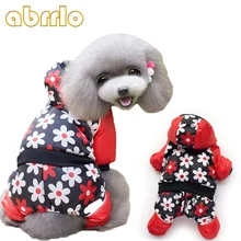 Abrlo, толстая теплая куртка, зимняя одежда для собак с цветочным принтом, водонепроницаемая куртка для домашних животных, одежда с капюшоном, комбинезон, одежда для собачек-Мопсов, XS-XL