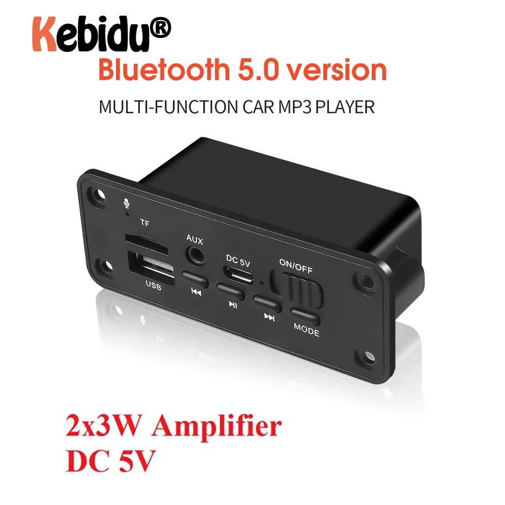 

Car MP3 Player Bluetooth V5.0 MP3 Module Mp3 Decoder Board Handsfree 2X3W Speaker Car FM Radio Module TF USB AUX Audio DC 5V
