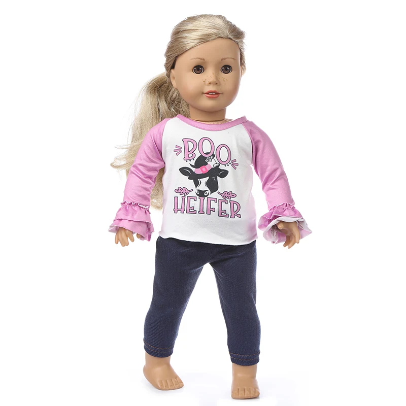 

Fit 18 inch Doll Clothes Accessories Born New Baby American 43cm Girl Baseball Player Shirt Denim Clothes For Baby Birthday Gift