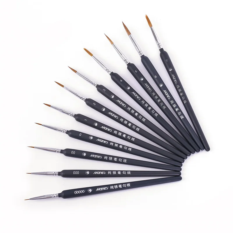 Juego de pinceles de pintura en miniatura, pinceles profesionales de nailon para pintura acrílica, pluma fina de línea de gancho, suministros de arte pintados a mano A3