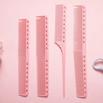 

4 Pieces/Set Anti-Static Hair Salon Comb Hairstyling Tools 5 Colors Barber Hairdressing Detangling Platic Ponytail Girls