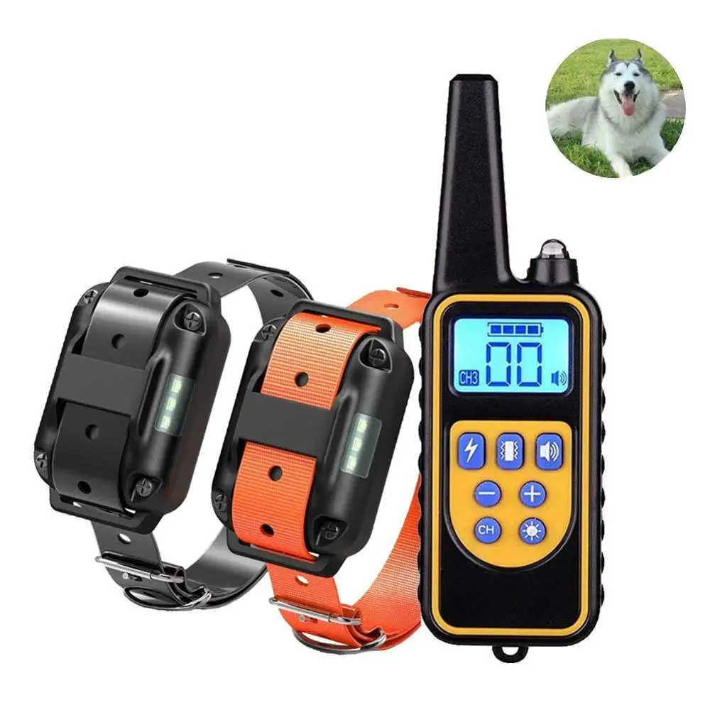 Koop 800m Waterdicht Huisdier Elektrische Hond Opleiding Kraag Afstandsbediening Oplaadbare Met LCD Display Hond Blaf Training Kraag