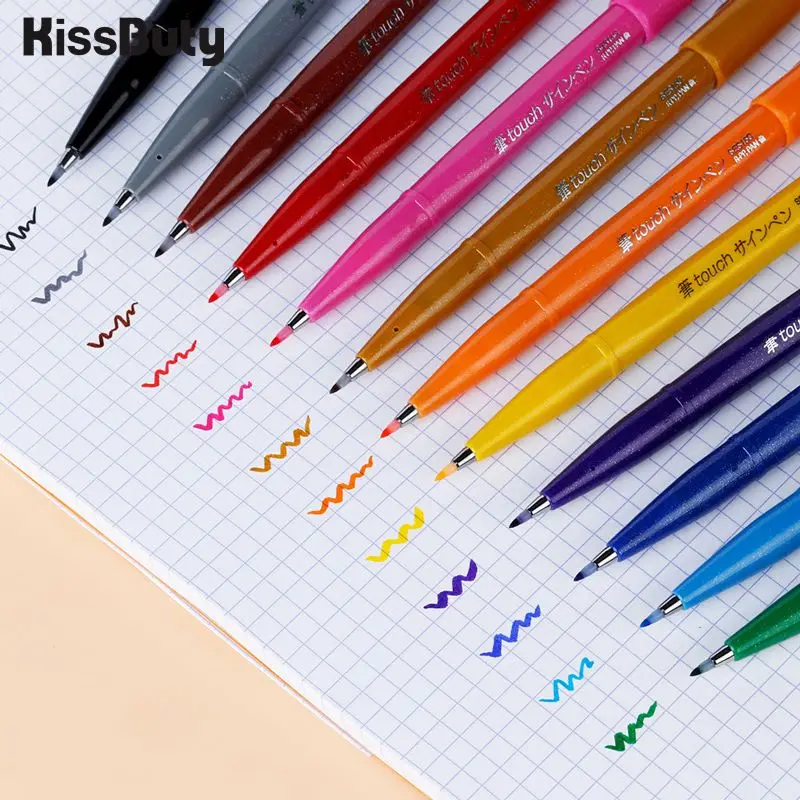 

12Pcs/Set Fudenosuke Watercolor Brush Pen Calligraphy Marker Pen Scriptliner Painting Soft Handwriting Pen Drawing Pro Pens