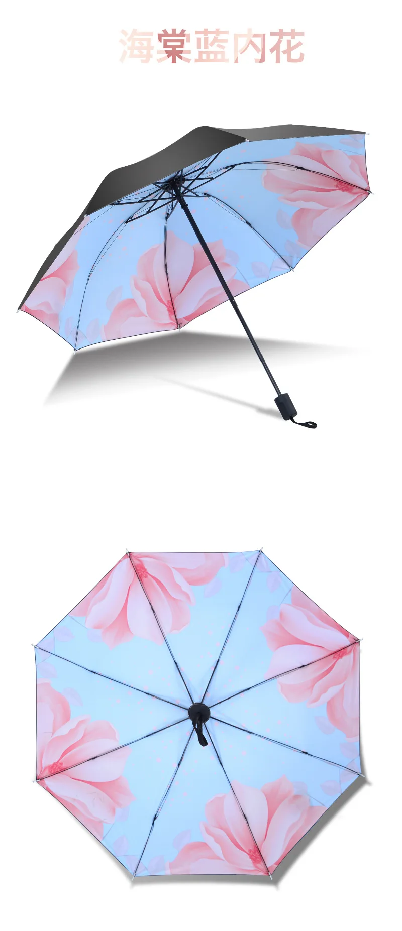 Yu bao New Style Fresh Digital Vinyl Umbrella UV-Protection Parasol Women's Sun-resistant Three-fold Umbrella Customizable Umbre