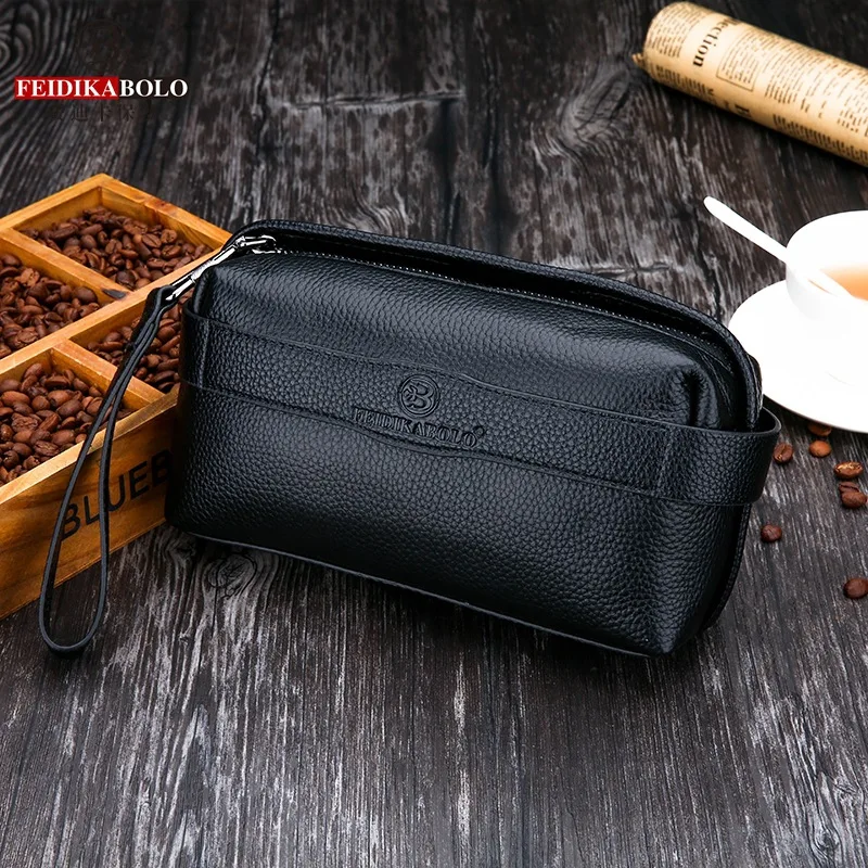 

New Style Retro MEN'S Real-leather Bag Full-grain Leather Men Clutch Bag Card Bit More Banknote Bag Handbag