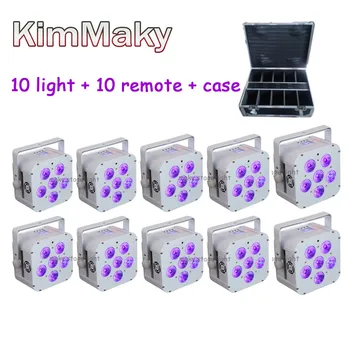 

10 pieces cube 6x18w mini battery wireless DMX par light with IR remote control for truss