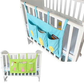 

Baby Cartoon Bed Hanging Storage Bag Canvas Newborn Crib Organizer Toy Diaper Pocket Bedding Set Accessories 73*38cm