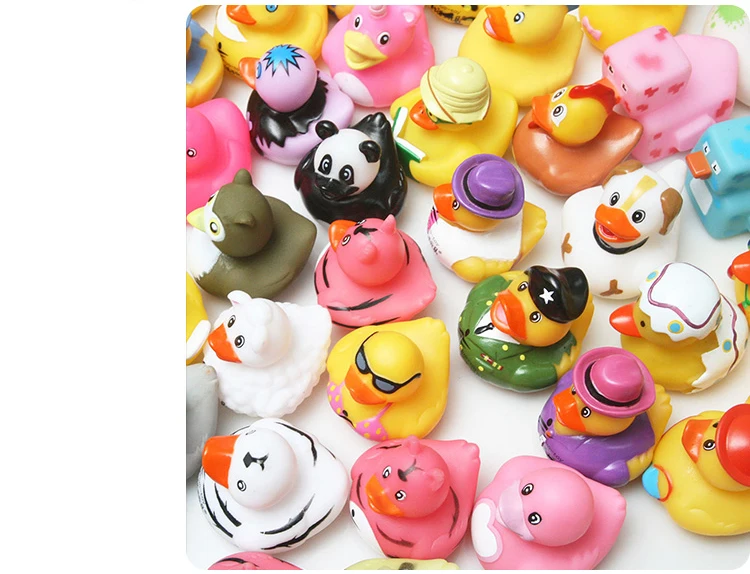 5PCS Randomly Baby shower Toys Cute Floating Rubber Duck 2Pcs 8-10CM Big Ducks+3Pcs 4-6CM Small Ducks Random Style Delivery