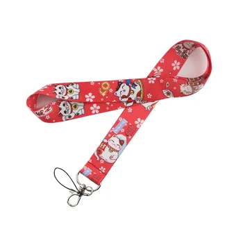 

20pcs/lot Mobile Phone Hang Rope Japanese Style Lanyard Lucky Cat Lanyard Camera Key Strap Printed Flower Lanyard AT2245