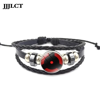 

Anime New NARUTO Akatsuki Ninja Uchiha Itachi Cosplay Accessories Kaleidoscope Sharingan Bracelet PU Metal Wristband Jewelry