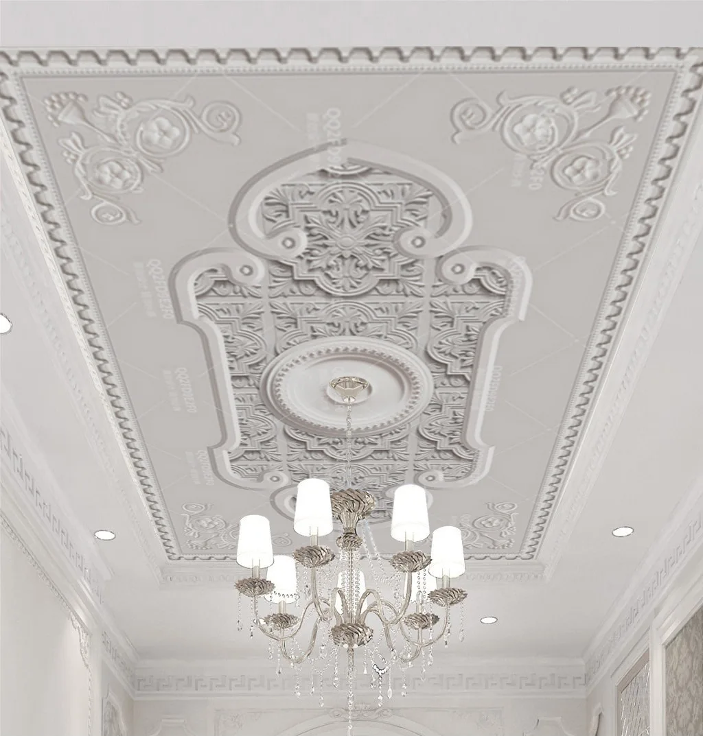 

5D European Style Ceiling Wallpaper Living Room Bedroom Hotel Room Roof Mural 3D Wallpaper Imitation Gypsum