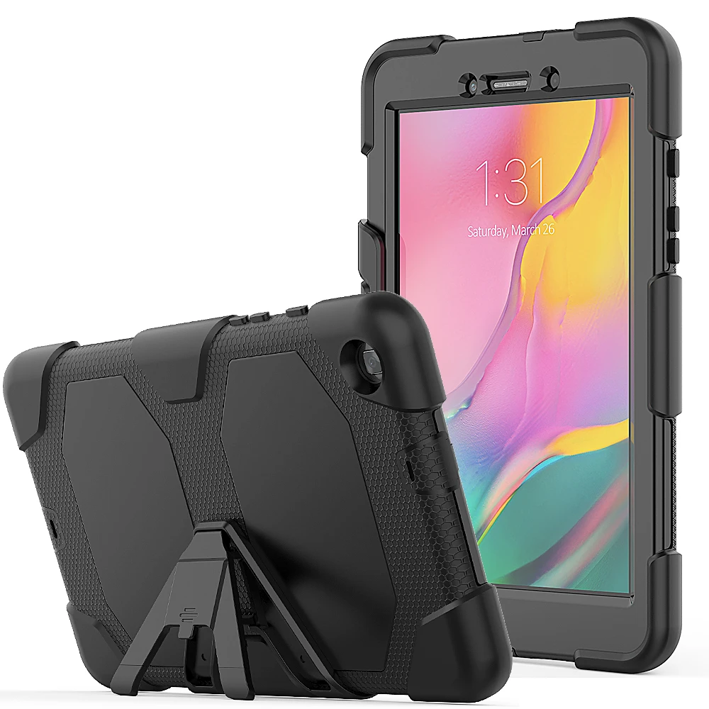 

For Samsung Galaxy Tab A 8.0 T290 SM-T290 SM-T295 2019 Case shockproof silicon PC stand cover 3 layer protection tablet shell