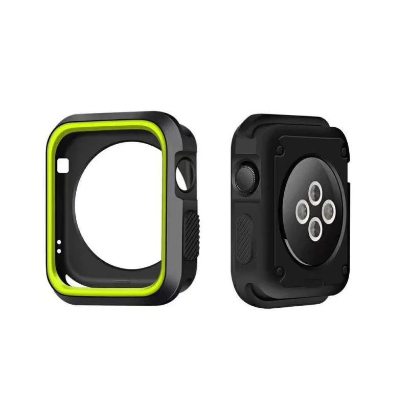 Мягкий силиконовый чехол для Apple Watch Series 4, 5, 3, 2, защитная рамка 40 мм, 44 мм, оболочка для iWatch 38 мм, 42 мм, аксессуары для часов - Цвет: Black Green