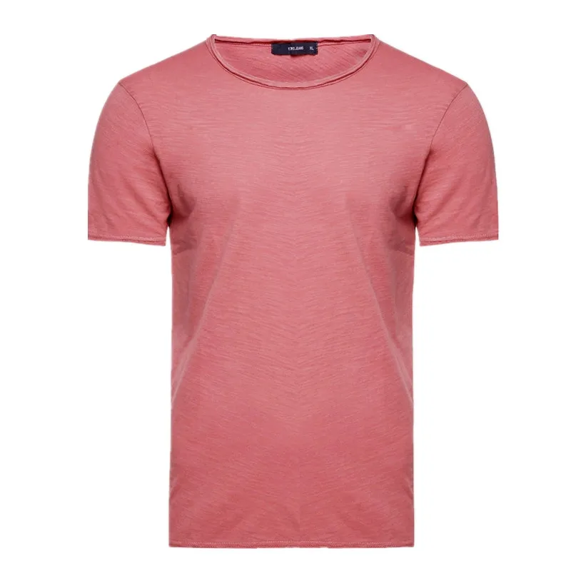 4 Pcs pink Модные GustOmerD футболки из 4 предметов, мужские брендовые качественные футболки из 111% хлопка, мужские повседневные облегающие футболки с круглым вырезом, 9 цветов - Цвет: 4 Pcs pink