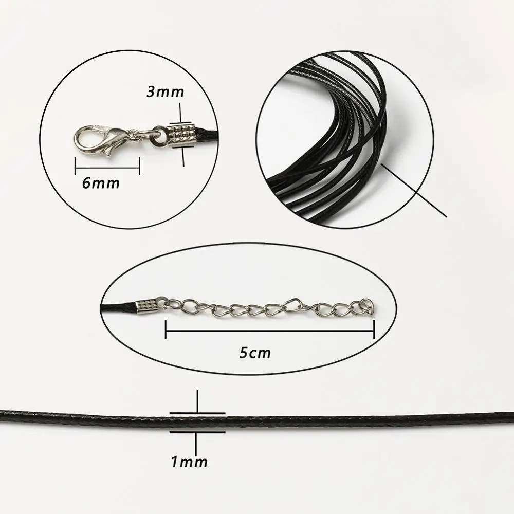 50Pcs/lot 1.5/2mm Leather Necklace Cord With Lobster Clasp Wax Rope Chain For DIY Necklaces Pendant Wax Cord Jewelry Findings - 36 - View #9