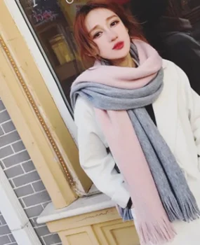 

Autumn And Winter Women Scarves New Two-color Splicing Imitation Cashmere Desigual Korean Tassel Warm Bib